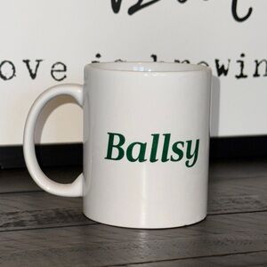 TOMMY JOHN underwear co. BALLSY white/green ceramic coffee tea mug cup drinkware